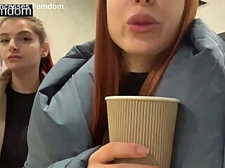 petite princesses spit humiliate slaves in public femdom outdoors.