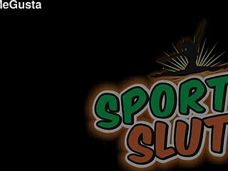 Athletic Slut's Hard Butt Puffy Nipples Cameltoe Burst from Tight Workout Shorts