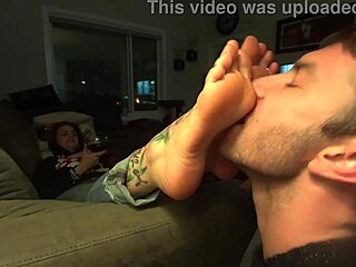 perfect bound feet get licked sucked and massaged in erotic bondage toe worship session.