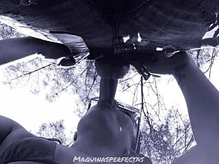 imagine her deepthroating that monster cock outdoors till cum explodes