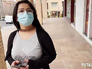 Innocent chubby latina dessy gets caught then rides cock cowgirl to hot creampie bedroom finish