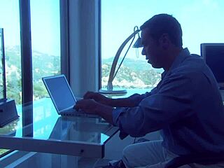 Lusty brunette couple deepthroat cowgirl ride rough sex outdoors boat heels stockings