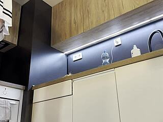 redhead wife models new white miniskirt pink panties before stripping solo