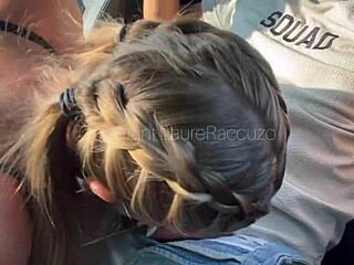 watch me suck driver deep in car swallow cum public 👅💦