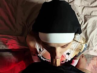 sunako kirishiki dresses as nun and rides demon cock hard for halloween thrills