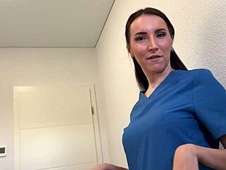 Patient's massage on sexy nurse turns into juicy blowjob and pussy licking frenzy