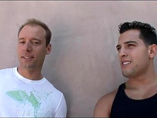 Check out this beautiful blonde's small tits shaking as she handles two huge cocks in group blowjob doggystyle