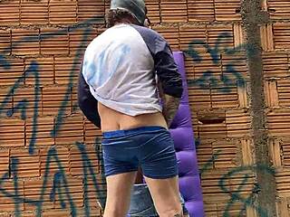 hot latina fucks her tight ass with toy outdoors public