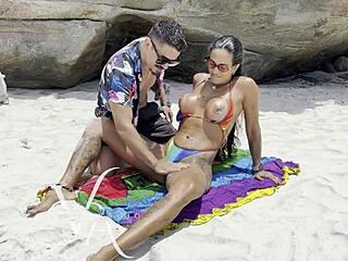 she calls me to nudist beach and fucks me right there filling my pussy with cream!