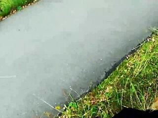 dare to join this blonde milf for risky outdoor bareback fun?