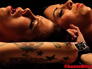 bound lesbian slaves whipped and dominated in garage dungeon