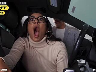 Penny Barber and Jasmine Sherni swing wild in Brazzers garage threesome