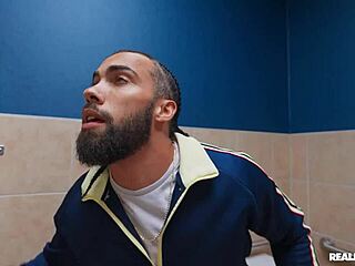 she gags on cock deepthroat in bathroom then rides hard to facial cumshot after spanking