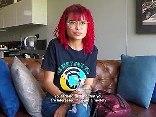 Amateur 18yo Redhead Latina Gags on Massive Cock in Sloppy Deepthroat Casting!