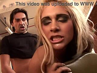 Stranger bends blonde over for doggystyle pounding her hairy pussy