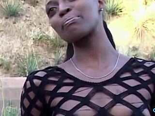 Skinny ebony babe licks rides thick bbc doggystyle to secure music video spot