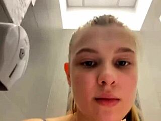 Horny teen 18 plus masturbates big tits pussy in changing room until squirting orgasm hard