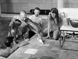 Three Studs Thrill Poolside Double Dip With Eveline And Silvia Dellai