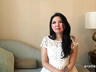 ameliya feels pure bliss fingering her shaved pussy intimately