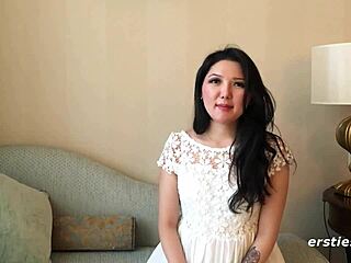 ameliya feels pure bliss fingering her shaved pussy intimately