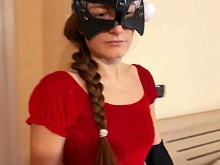 Merry Christmas From Redhead Teen In Miniskirt And Heels