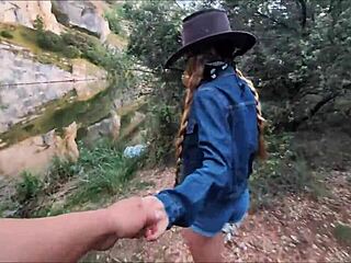 Blonde Babe Sucks Cock Wild in Jungle After Town Stranger Meet