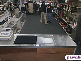 Pawn Keeper Rails Customer's Wife with Huge Cock in Back Office!