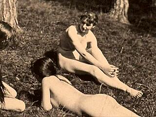 Lesbiennes vintage partagent plaisirs poilus secrets