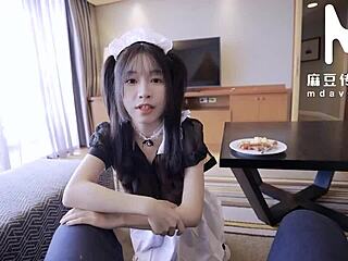 sexy asian maid's big tits bounce while riding cock dirty talk nonstop