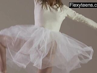 Blonde Russian Gymnast Stretches Flexible Body Nude in Gym Yoga Workout