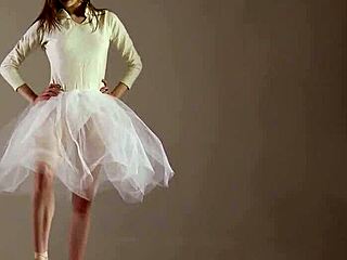 Blonde Russian Gymnast Stretches Flexible Body Nude in Gym Yoga Workout