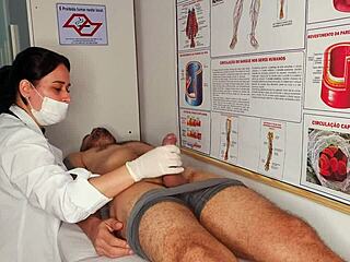 erection popping hard right in front of hot nurse??