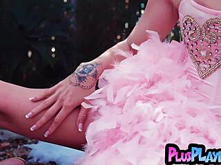 big ass inked babe shia snow strips sexy lingerie exposing curves outdoors