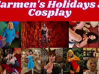 Granny grabs patriotic dildo licks it then takes creampie pounding