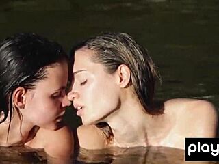 imagine a mature italian milf and her skinny ukrainian teen gf splashing nude outdoors