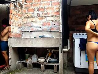 oh man my horny neighbor bursts in bathroom and squirts on my cock