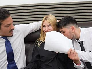 interviewing rossa vaxx for le iane then straight into her double vaginal pounding