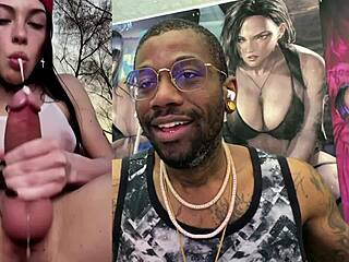 trans punk girl's wild spit-lubed cock throbs to throat cum pov