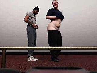 Skinny Blonde Glasses Snowbunny Fucked Doggy by BBC at Cinema Creampie Finish