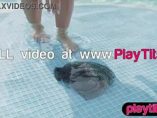 Big tits curvy milf rips clothes strips poolside flashing huge wet ass boobs!