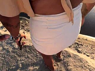 Quick beach public anal creampie doggystyle with big ass babe farting and gaping