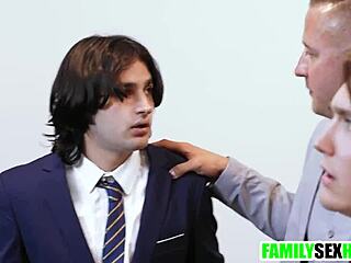 Stepdad scientist pounds stepdaughters hard while stepson watches the taboo group fuck