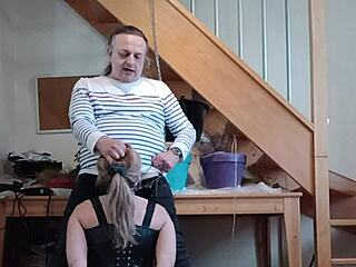 Feel her chained body tremble as I fuck the submissive slave doggystyle to orgasm