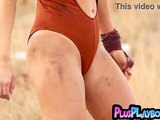 curvy milf gia ramey strips naked poses wild outdoors after hot tease