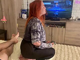 stepmom deylamoon ignores game to suck and fuck stepson's huge cock