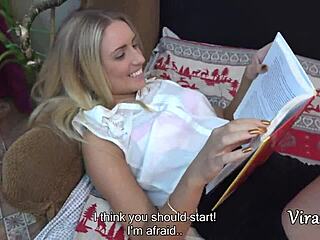 skinny 18yo blonde virgin pussy creampied in first doggystyle fuck