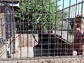 blonde big tits slave victoria summers caged for outdoor rough domination and sloppy riding!
