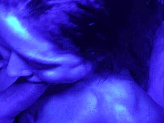Latina Blowjob Leads to Creampie in Blue Room
