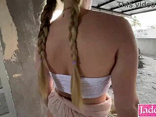 Bound Blonde Street Slut Chained Anal Creampied on Construction Site