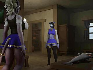 draenei girl gasps as huge penis stretches her in wild 3d hentai adventure